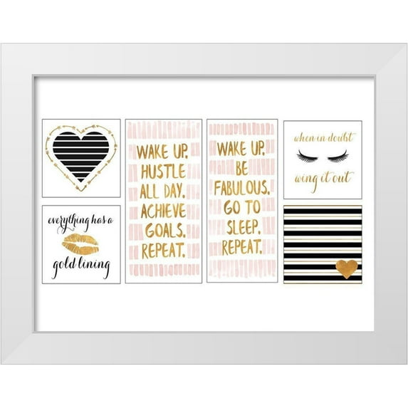SD Graphics Studio 14x12 White Modern Wood Framed Museum Art Print Titled - Golden Glam Collection