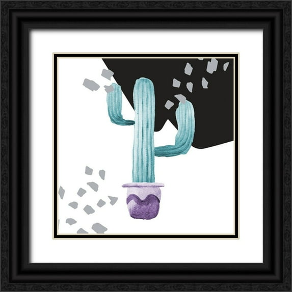 SD Graphics Studio 15x15 Black Ornate Wood Framed with Double Matting Museum Art Print Titled - Cactus Decor I