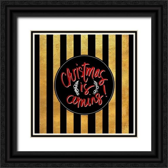 SD Graphics Studio 15x15 Black Ornate Wood Framed with Double Matting Museum Art Print Titled - Christmas Gold I