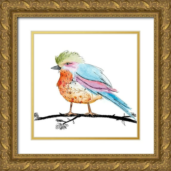 SD Graphics Studio 15x15 Gold Ornate Wood Framed with Double Matting Museum Art Print Titled - Bright Bird II