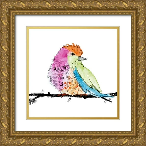 SD Graphics Studio 15x15 Gold Ornate Wood Framed with Double Matting Museum Art Print Titled - Bright Bird I