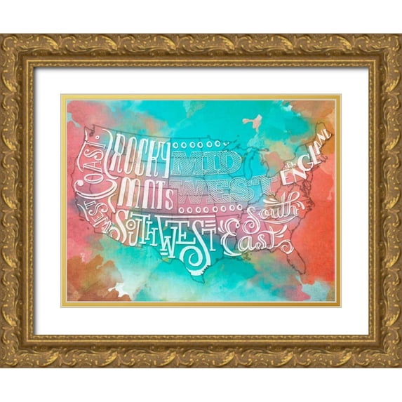 SD Graphics Studio 18x15 Gold Ornate Wood Framed with Double Matting Museum Art Print Titled - Regional Type Watercolor