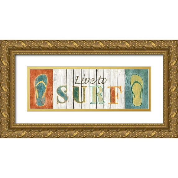 SD Graphics Studio 18x9 Gold Ornate Wood Framed with Double Matting Museum Art Print Titled - Live to Surf