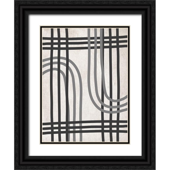 SD Graphics Studio 19x24 Black Ornate Wood Framed with Double Matting Museum Art Print Titled - String Shapes