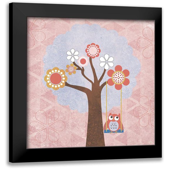 SD Graphics Studio 20x20 Black Modern Framed Museum Art Print Titled - Owl Play