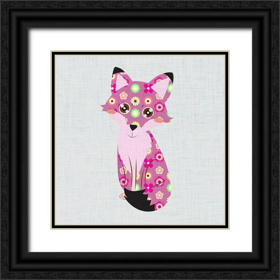 SD Graphics Studio 20x20 Black Ornate Wood Framed with Double Matting Museum Art Print Titled - Retro Fox II