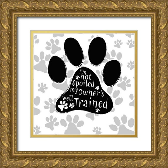 SD Graphics Studio 20x20 Gold Ornate Wood Framed with Double Matting Museum Art Print Titled - BandW Dog Paw II