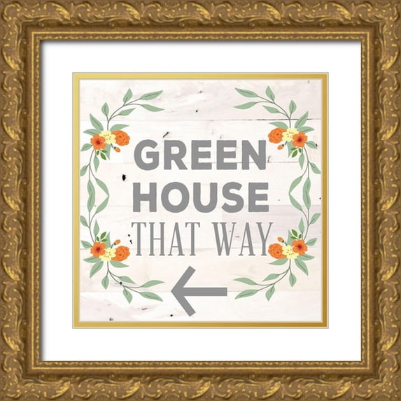 SD Graphics Studio 20x20 Gold Ornate Wood Framed with Double Matting Museum Art Print Titled - Green House That Way