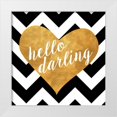thumbnail image 1 of SD Graphics Studio 20x20 White Modern Wood Framed Museum Art Print Titled - Gold Chevron Hearts Square II, 1 of 4