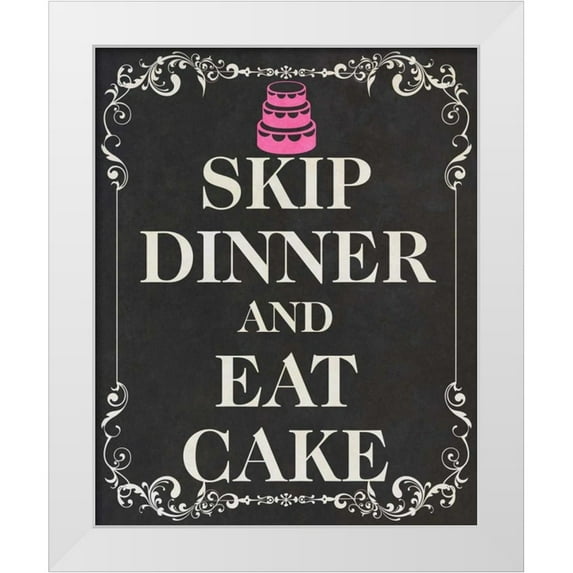 SD Graphics Studio 20x24 White Modern Wood Framed Museum Art Print Titled - Eat Cake Pink II