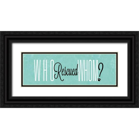 SD Graphics Studio 24x11 Black Ornate Wood Framed with Double Matting Museum Art Print Titled - Who Rescued Whom