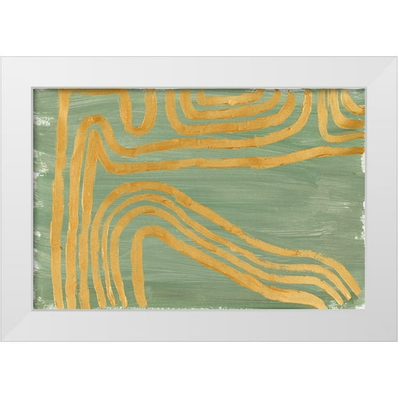 SD Graphics Studio 24x17 White Modern Wood Framed Museum Art Print Titled - Golden Curves Abstract