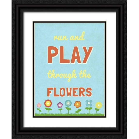 SD Graphics Studio 25x32 Black Ornate Wood Framed with Double Matting Museum Art Print Titled - Run and Play