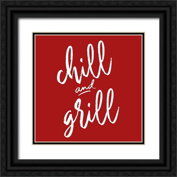 SD Graphics Studio 26x26 Black Ornate Wood Framed with Double Matting Museum Art Print Titled - Chill And Grill