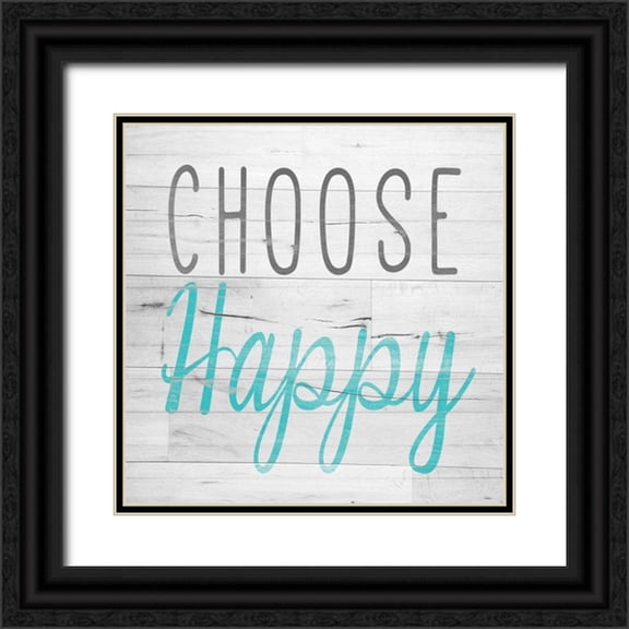SD Graphics Studio 26x26 Black Ornate Wood Framed with Double Matting Museum Art Print Titled - Choose Happy Square