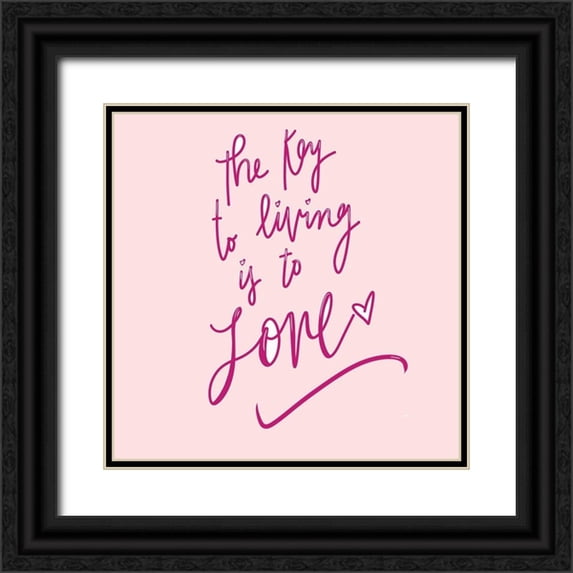SD Graphics Studio 26x26 Black Ornate Wood Framed with Double Matting Museum Art Print Titled - The Key To Living Is To Love