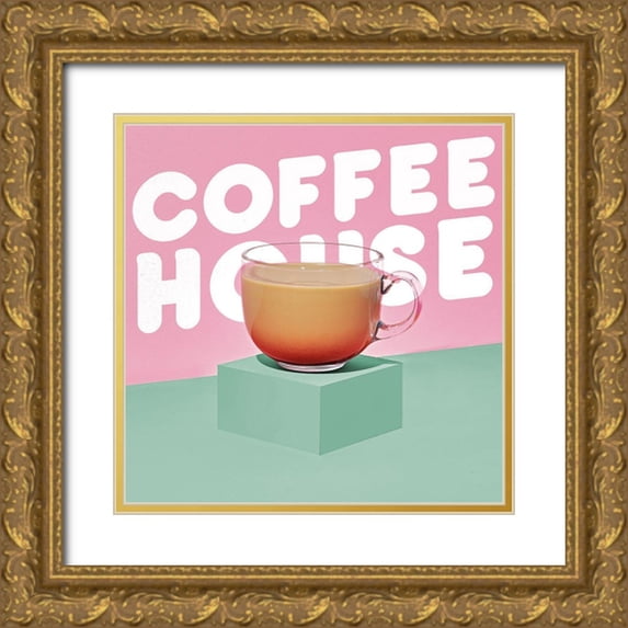 SD Graphics Studio 26x26 Gold Ornate Wood Framed with Double Matting Museum Art Print Titled - Coffee House