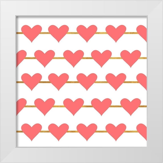 SD Graphics Studio 26x26 White Modern Wood Framed Museum Art Print Titled - Hearts on Strings