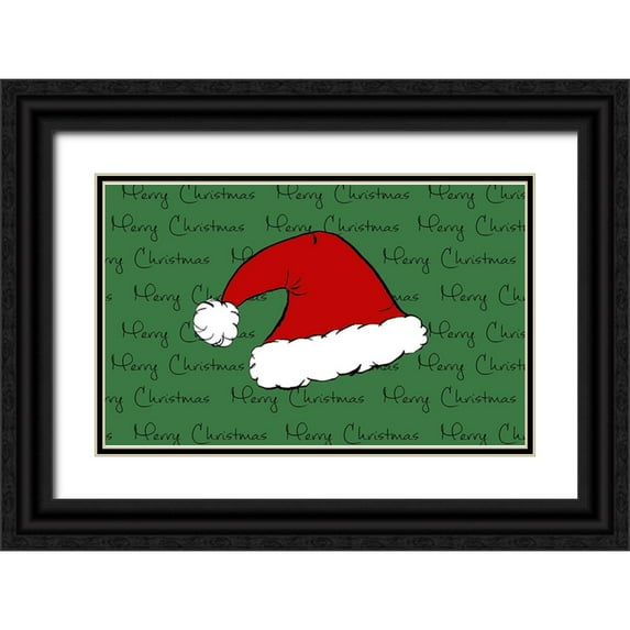 SD Graphics Studio 32x21 Black Ornate Wood Framed with Double Matting Museum Art Print Titled - Santa Hat