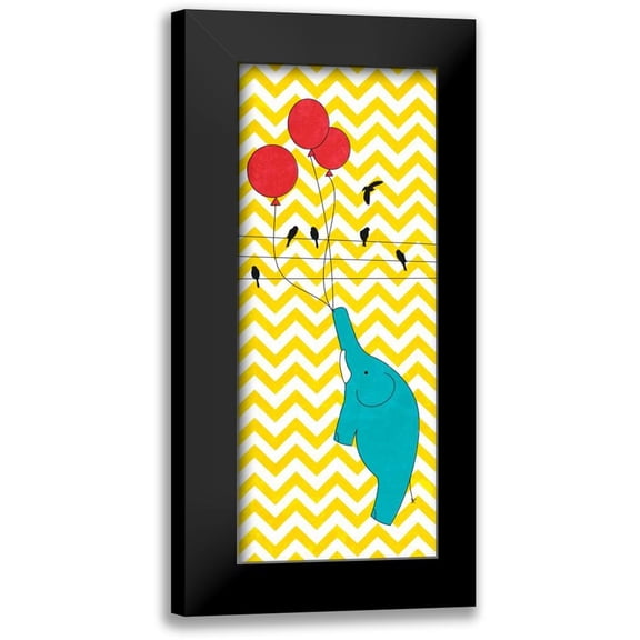 SD Graphics Studio 8x14 Black Modern Framed Museum Art Print Titled - Floating Elephant