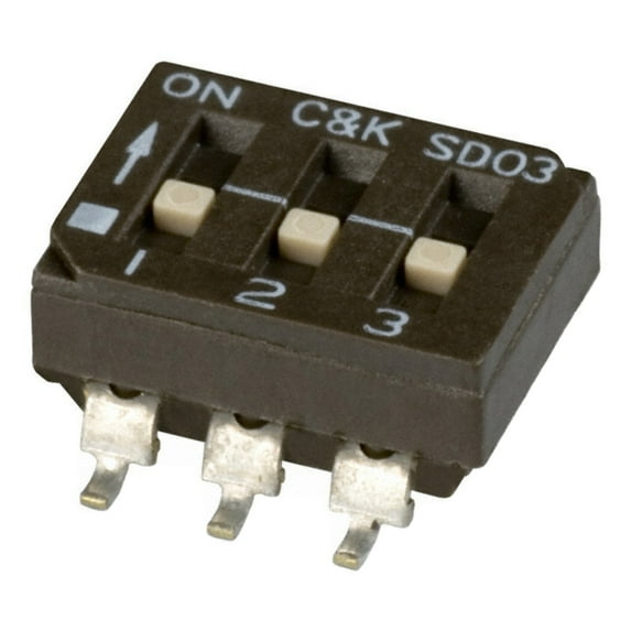 SD03H0SB Dip Switch SPST 3 Position Surface Mount Slide (Standard) Actuator 100mA 25VDC :RoHS