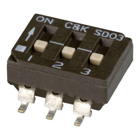 SD03H0SB Dip Switch SPST 3 Position Surface Mount Slide (Standard) Actuator 100mA 25VDC :RoHS