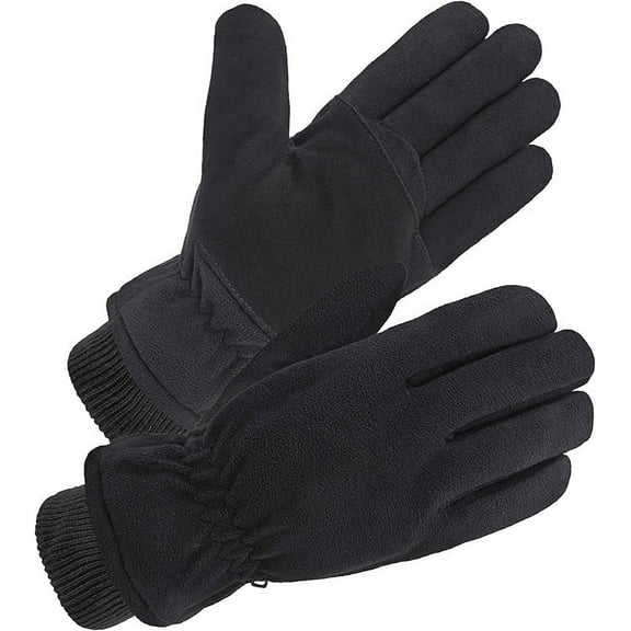 (SD8661KW/L) SKYDEER Premium Genuine Deerskin Suede Leather and Polar Fleece Glove, with 3M Thinsulate Insulation (Black)