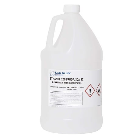 Lab Alley SDA 3C Ethanol Chemical Solvent, 200 Proof, Kosher, 1 Gallon