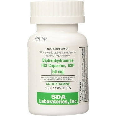 SDA Laboratories Allergy Diphenhydramine Capsules 50mg 100 Each