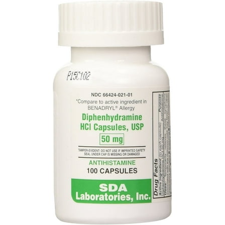SDA Laboratories Allergy Diphenhydramine Capsules 50mg 100 Each