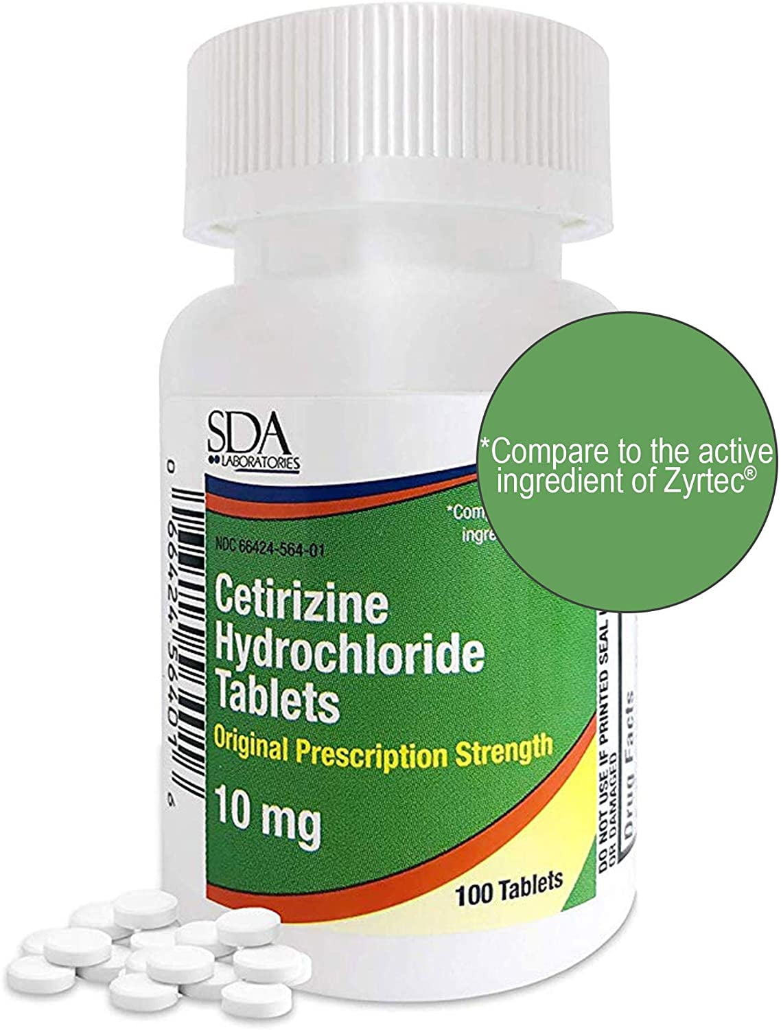 SDA Laboratories | Allergy Relief Cetirizine HCL 10mg 100 count Tablets | Compare to Zyrtec | 1PK
