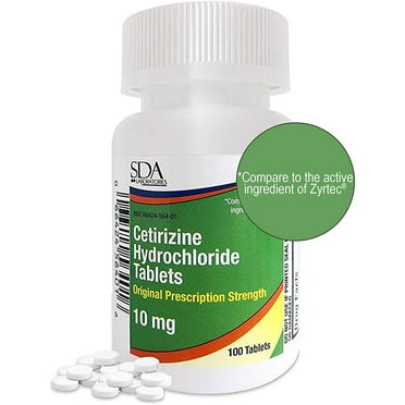 SDA Laboratories | Allergy Relief Cetirizine HCL 10mg 100 count Tablets | Compare to Zyrtec | 1PK
