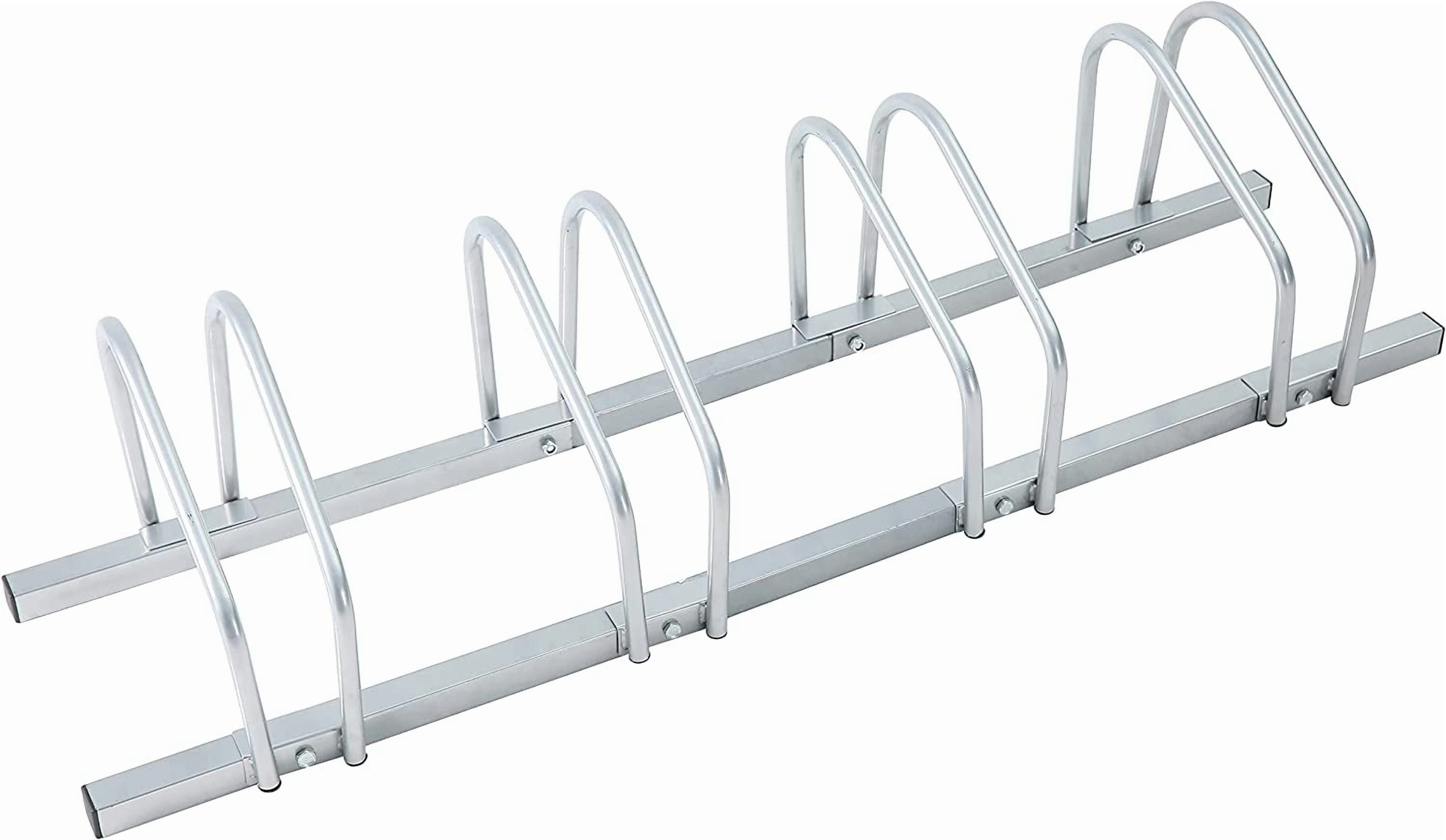 SDADI 4 Bikes Bicycle Floor Parking Rack Stand Indoor Adjustable Storage Stand- Silver