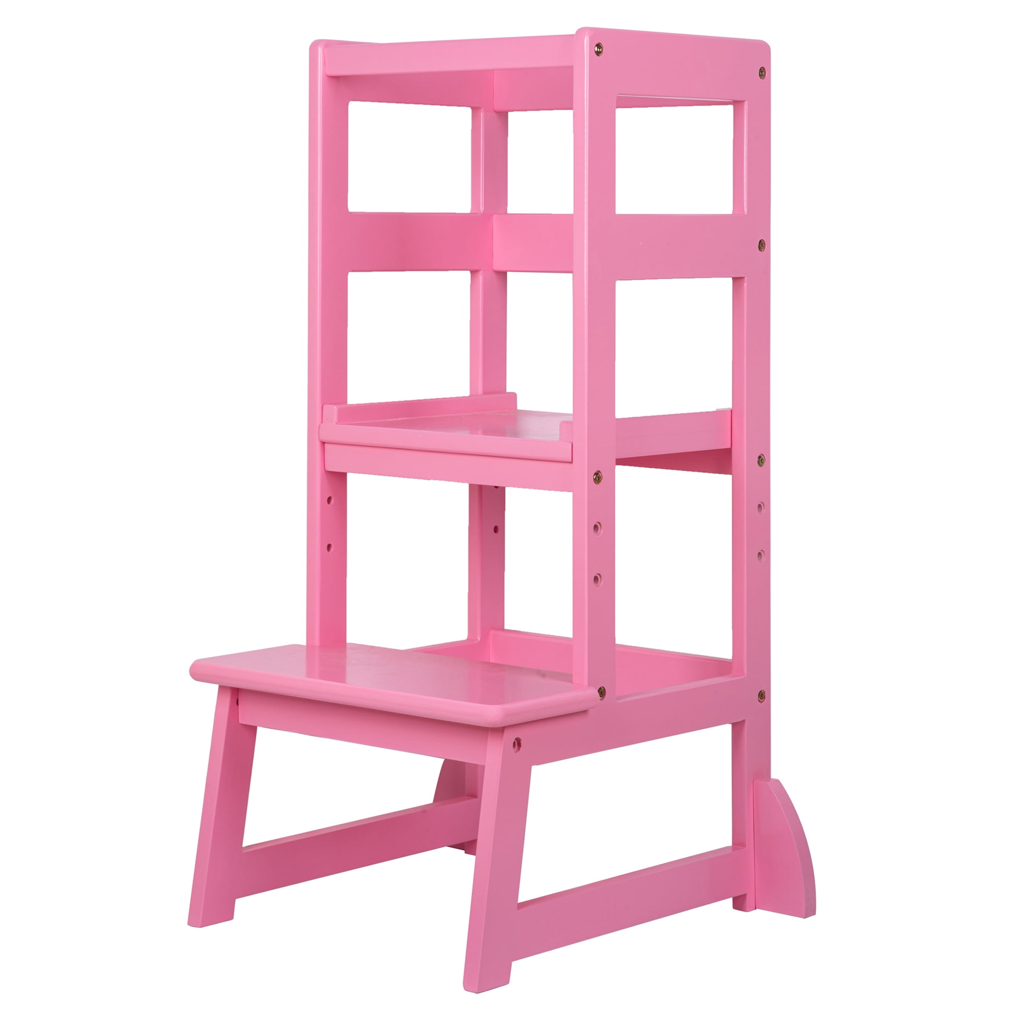 SDADI Mother's Helper Adjustable Height Kids Kitchen Step Stool, Pink