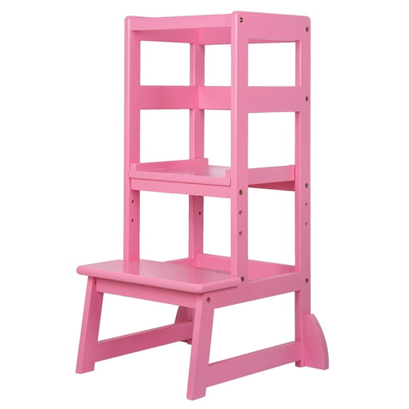 SDADI Mother's Helper Adjustable Height Kids Kitchen Step Stool, Pink