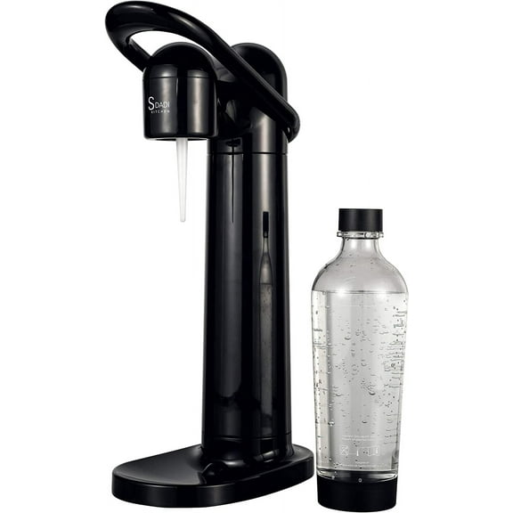 SDADI Sparkling Water and Soda Maker Seltzer Fizzy Drink Maker with 1L Re-usable BPA-free Carbonating BottleWithout CO2 Cylinder - Black