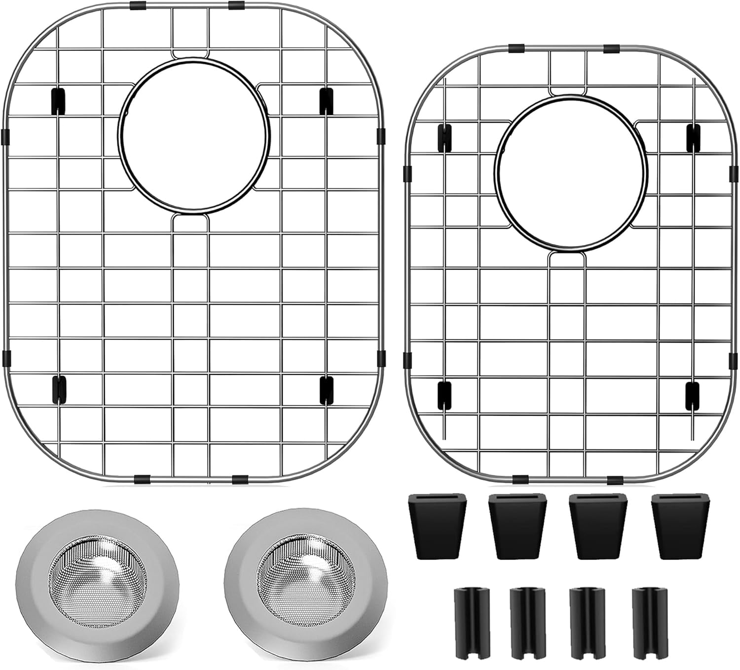 Stainless Steel Kitchen Sink Grids with Rear Drain and Strainers