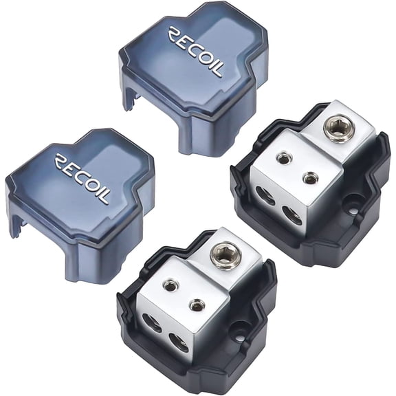 SDB12P 2-Way Mini Power Distribution Block, 1 X 4/8 Gauge in / 2 X 8/10 Gauge Out Power Distribution Ground Distributor Block for Car Audio Amplifier Splitter, 2 Pack