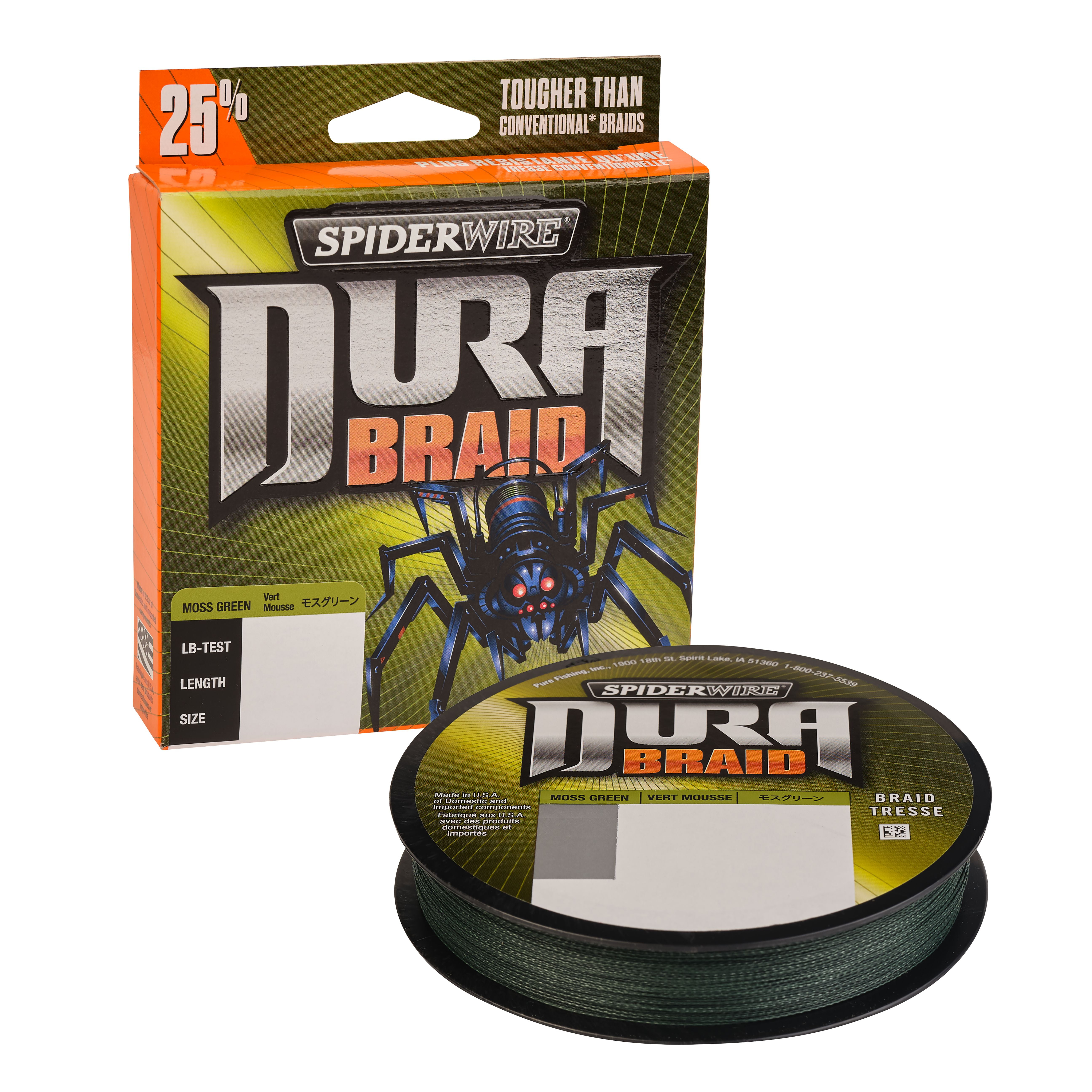 SpiderWire DuraBraid Fishing Line, Moss Green, 40 lb Test Strength, 300 yd