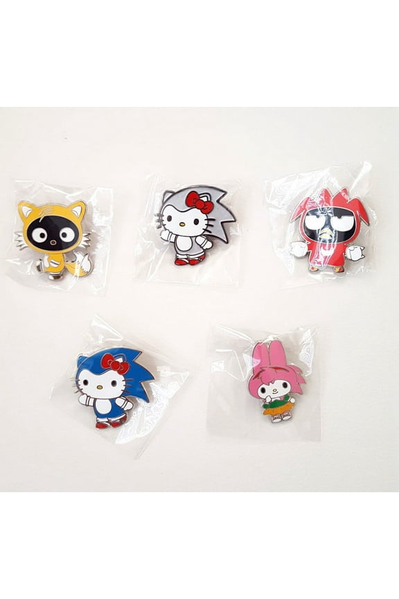 SDCC 2016 Exclusive Sonic The Hedgehog Sanrio 5 Pins Set LE 300 Hello Kitty