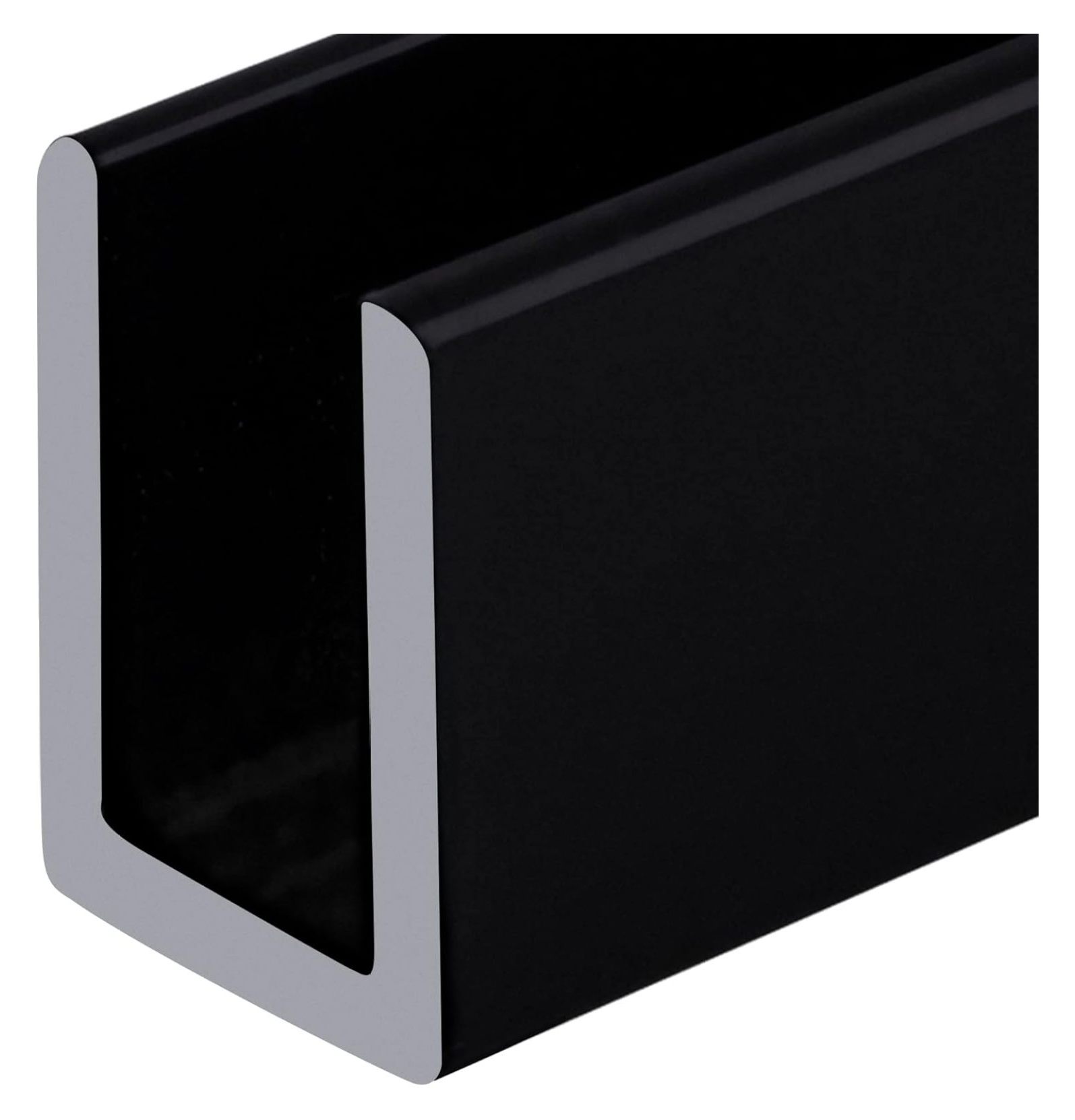 SDCD38BLCCP48XCP10 Black 3/8" Fixed Panel Shower Door Deep UChannel