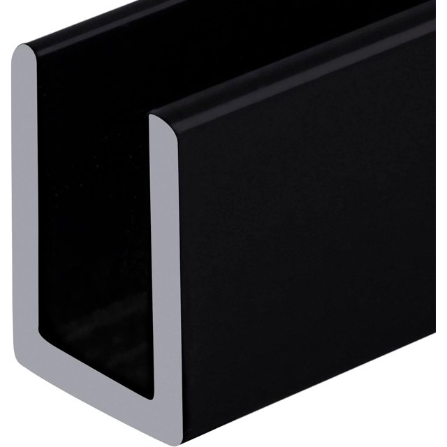 SDCD38MBL Matte Black 3/8" Fixed Panel Shower Door Deep UChannel 95