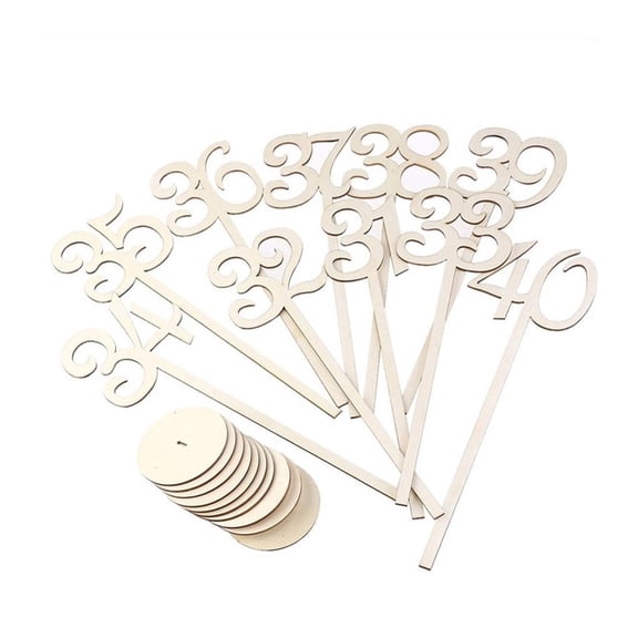 SDFGTstore 1 Box Table Number Signs Wooden Wedding Desktop Digit with Round Shape Holder Base Engagement Party Banquet Decor