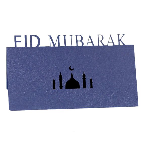SDFGTstore 100Pcs 3D Letters Eid Mubarak Table Invitation Cards Ramadan Hollow Out Palazzo Moon Paper Placecard Party Decor
