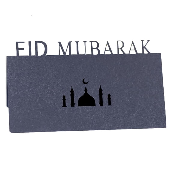 SDFGTstore 100Pcs 3D Letters Eid Mubarak Table Invitation Cards Ramadan Hollow Out Palazzo Moon Paper Placecard Party Decor
