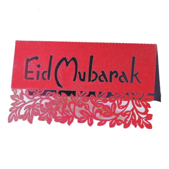 SDFGTstore 100Pcs Eid Mubarak Table Invitation Place Card Ramadan Kareem Hollow Out Leaf Letters Paper Placecard Party Decor