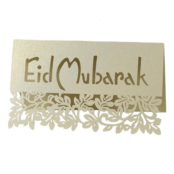 SDFGTstore 100Pcs Eid Mubarak Table Invitation Place Card Ramadan Kareem Hollow Out Leaf Letters Paper Placecard Party Decor