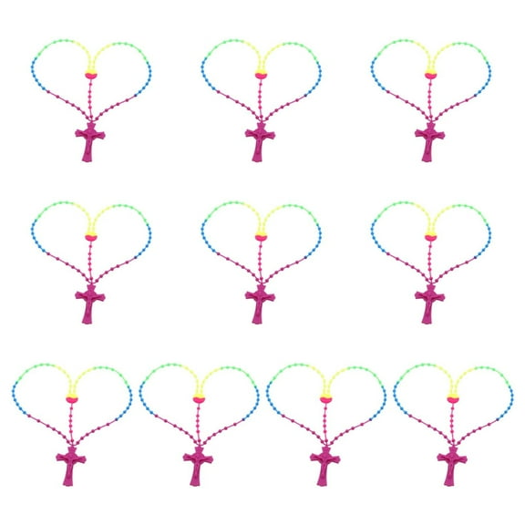 SDFGTstore 10Pcs Plastic Rosary Beads Necklaces Religious Rosary Crosses Rosaries Catholic Crucifix Chains Prayer Jewelry Necklace