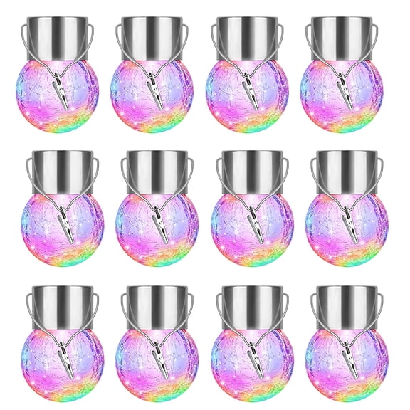 SDFGTstore 12 Pcs Outdoor Hanging Solar Lights Cracked Glass Solar Lights Waterproof LED