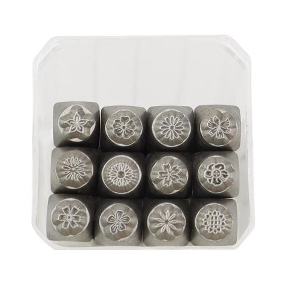 SDFGTstore 12PCS Metal Letter Punch Set 1/8” 1/4” Steel Flower Stamp Set Stamping Tool
